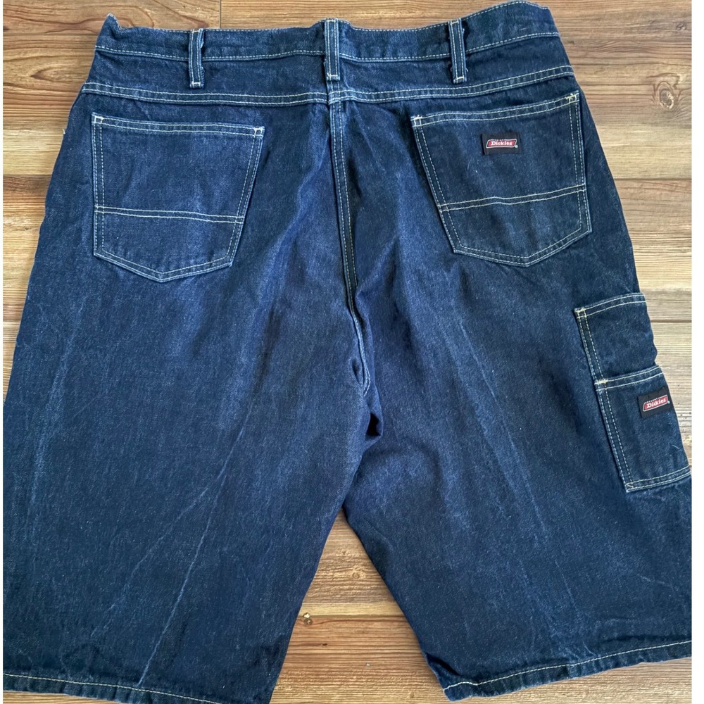 Dickies ER305NB Mens 38 Blue Denim Carpenter Shorts Loose Fit Dark Wash Indigo